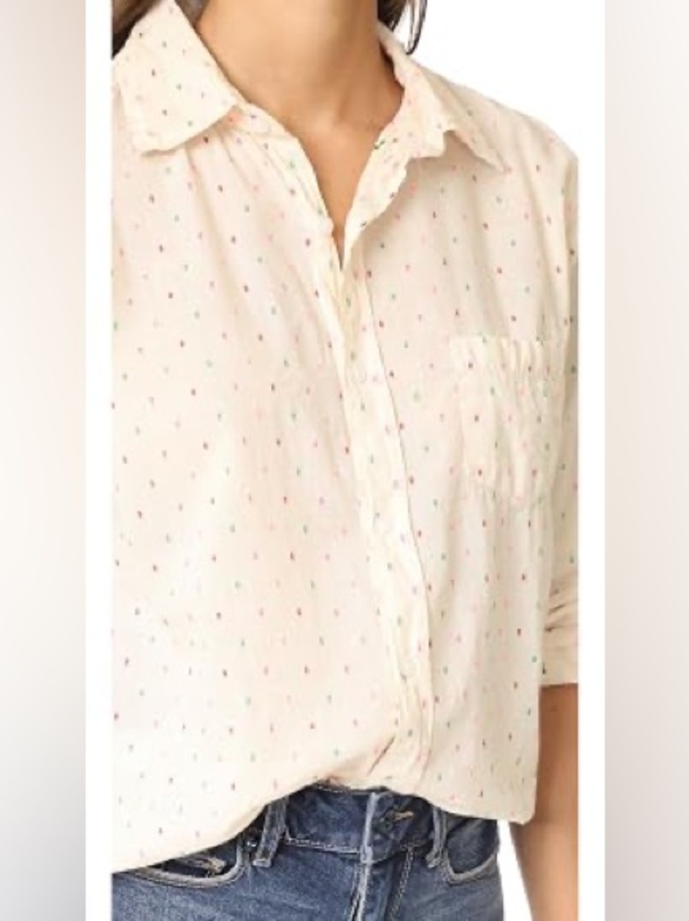 SUNDRY oversized Button-Down Shirt with Pink, red & Green pattern Detail
